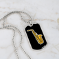 Musician Necklace Saxophone Necklace Stainless Steel or 18k Gold Dog Tag 24" Chain-Express Your Love Gifts
