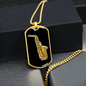 Musician Necklace Saxophone Necklace Stainless Steel or 18k Gold Dog Tag 24" Chain-Express Your Love Gifts