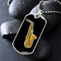 Musician Necklace Saxophone Necklace Stainless Steel or 18k Gold Dog Tag 24" Chain-Express Your Love Gifts