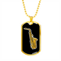 Musician Necklace Saxophone Necklace Stainless Steel or 18k Gold Dog Tag 24" Chain-Express Your Love Gifts