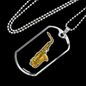 Musician Necklace Saxophone Necklace Stainless Steel or 18k Gold Dog Tag 24" Chain-Express Your Love Gifts