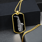 Musician Necklace Saxophone Silver Necklace Stainless Steel or 18k Gold Dog Tag 24" Chain-Express Your Love Gifts