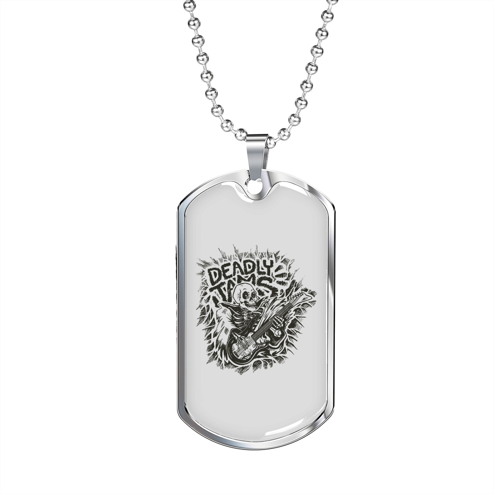 Musician Necklace Skull Deadly Jams Necklace Stainless Steel or 18k Gold Dog Tag 24" Chain-Express Your Love Gifts