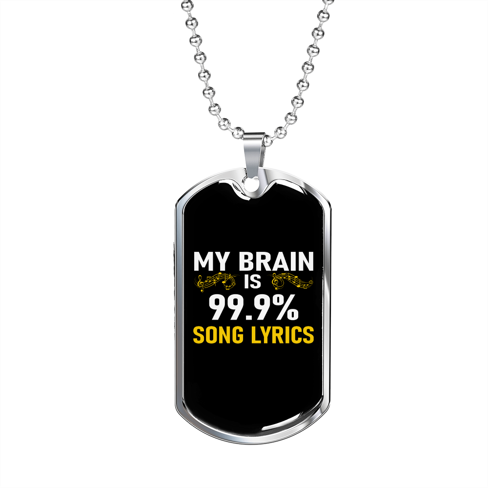 Musician Necklace Song Lyrics Brain Necklace Stainless Steel or 18k Gold Dog Tag 24" Chain-Express Your Love Gifts