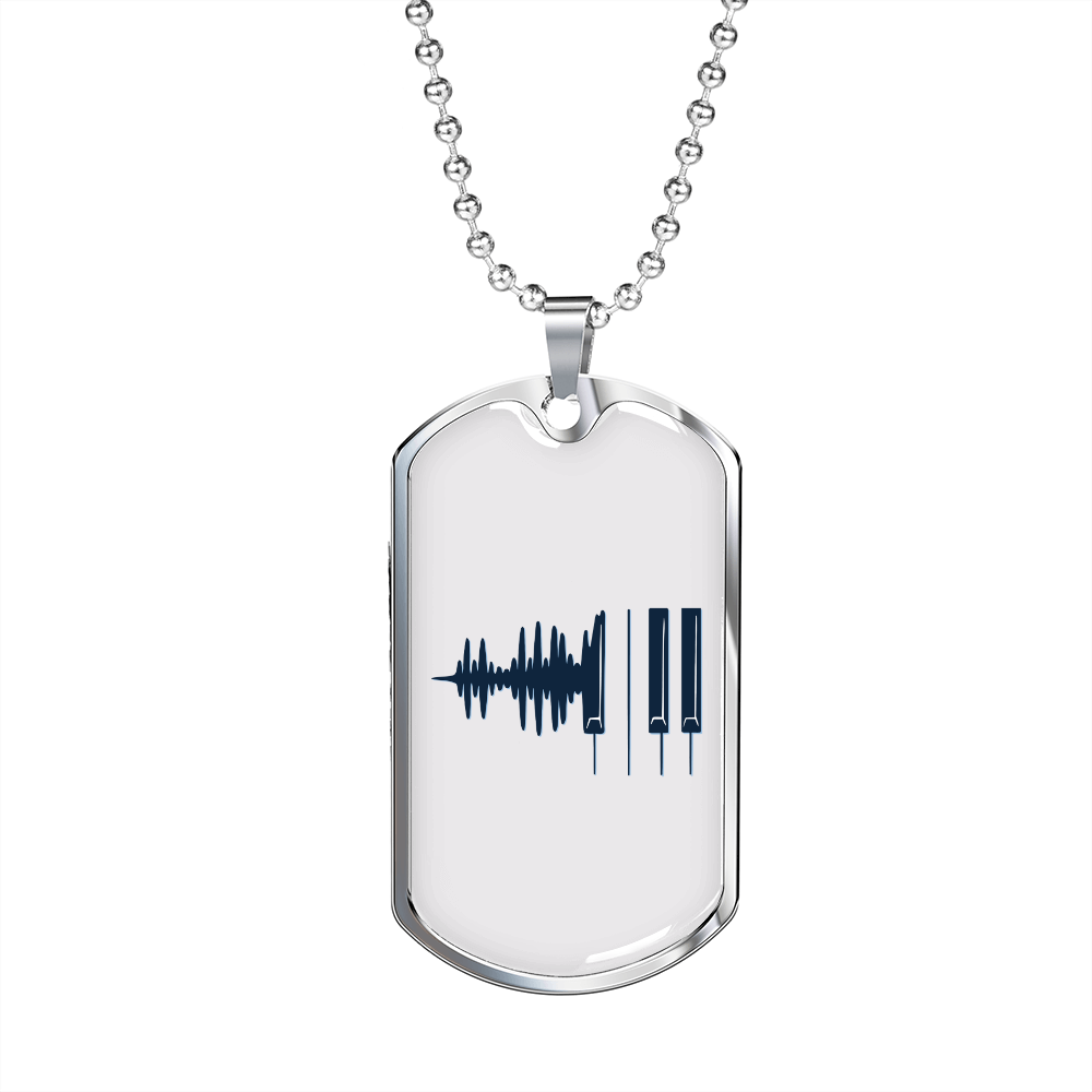 Musician Necklace Sound Waves Piano Necklace Stainless Steel or 18k Gold Dog Tag 24" Chain-Express Your Love Gifts