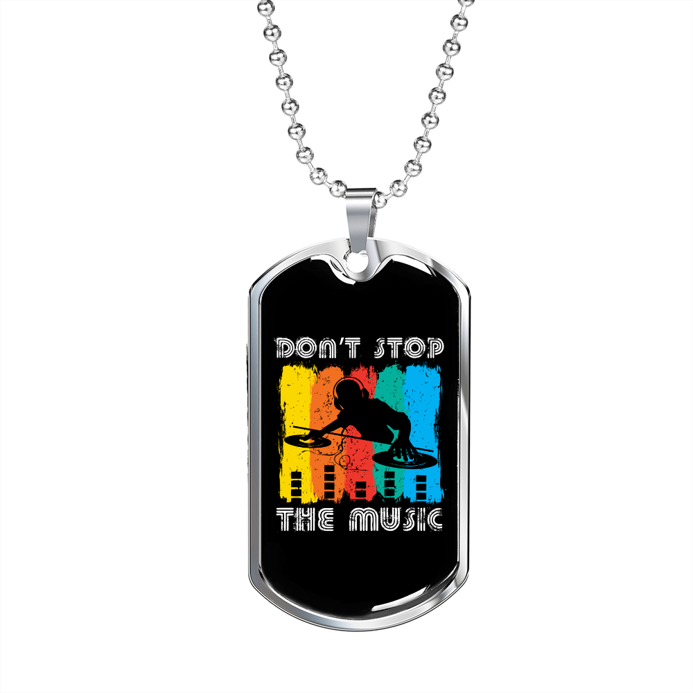 Musician Necklace Stop Music White Necklace Stainless Steel or 18k Gold Dog Tag 24" Chain-Express Your Love Gifts