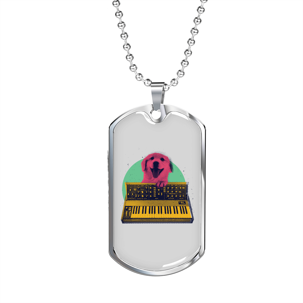 Musician Necklace Synth Dog Necklace Stainless Steel or 18k Gold Dog Tag 24" Chain-Express Your Love Gifts