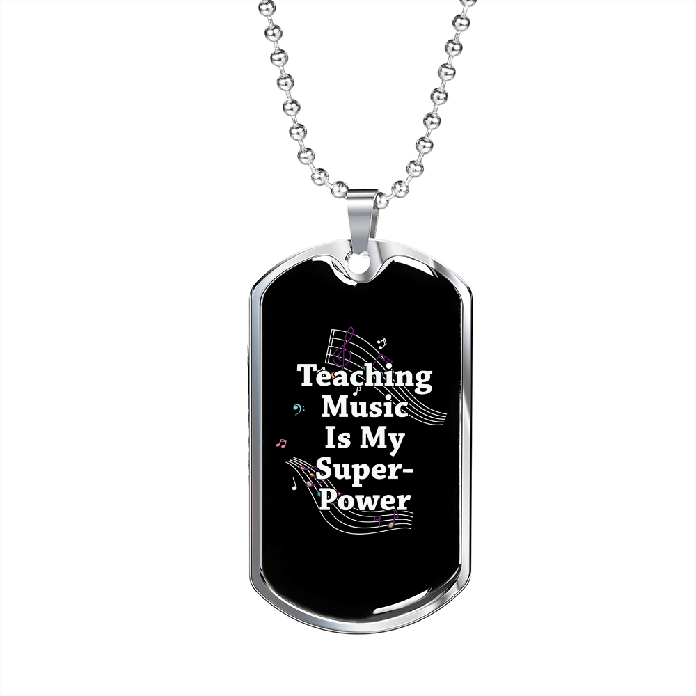 Musician Necklace Teaching Music Necklace Stainless Steel or 18k Gold Dog Tag 24" Chain-Express Your Love Gifts