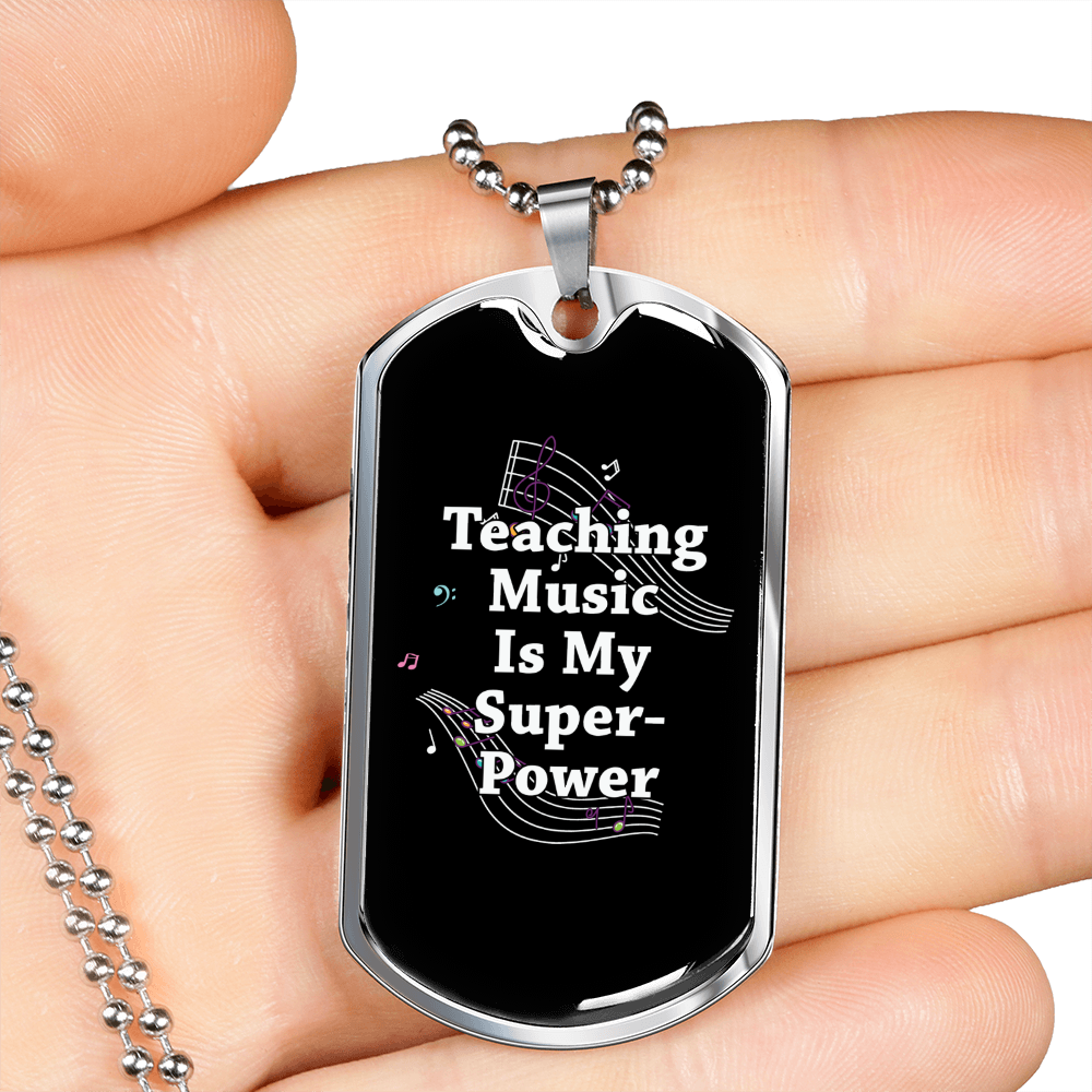 Musician Necklace Teaching Music Necklace Stainless Steel or 18k Gold Dog Tag 24" Chain-Express Your Love Gifts