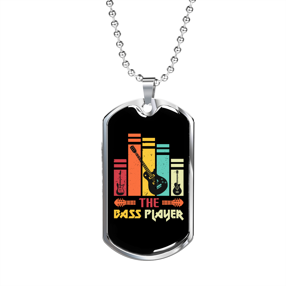 Musician Necklace The Bass Player Music Colors Necklace Stainless Steel or 18k Gold Dog Tag 24" Chain-Express Your Love Gifts