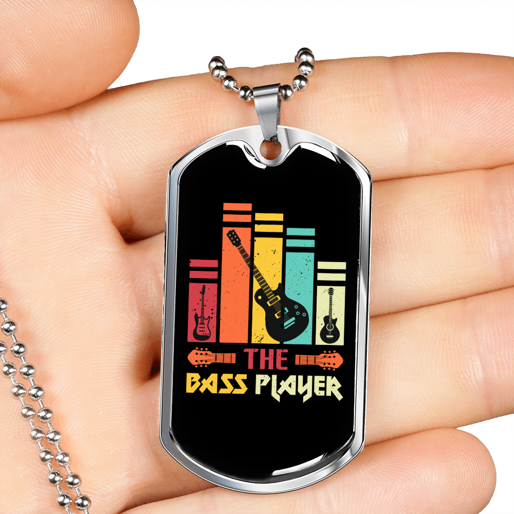 Musician Necklace The Bass Player Music Colors Necklace Stainless Steel or 18k Gold Dog Tag 24" Chain-Express Your Love Gifts