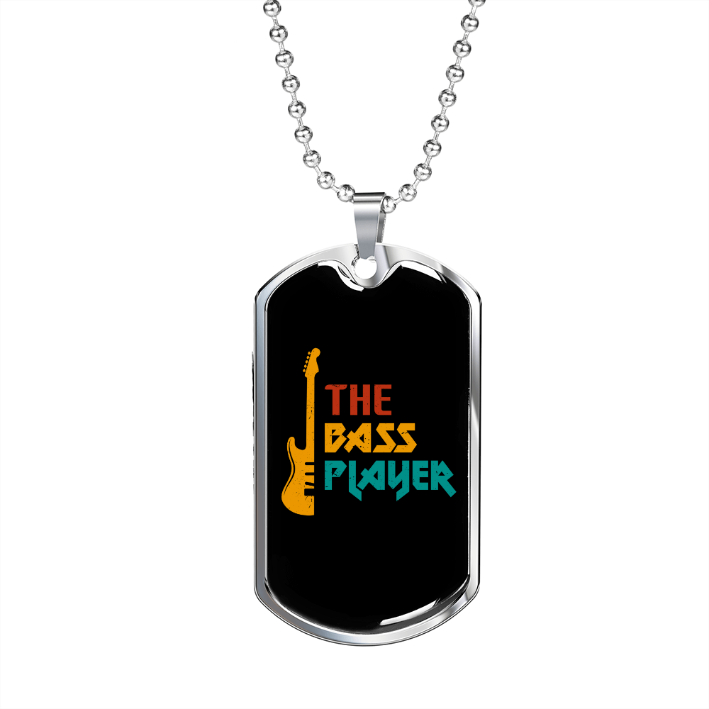 Musician Necklace The Bass Player Necklace Stainless Steel or 18k Gold Dog Tag 24" Chain-Express Your Love Gifts