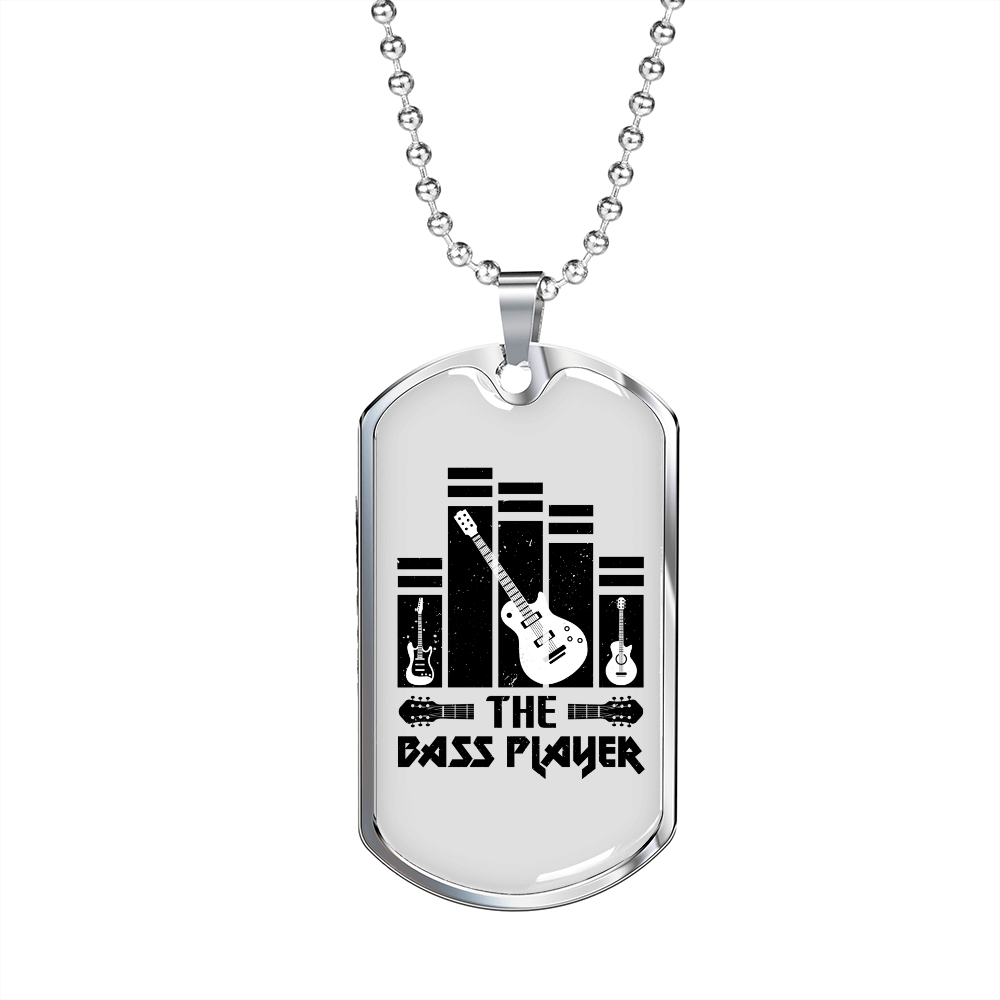Musician Necklace The Bass Player TranspArent Necklace Stainless Steel or 18k Gold Dog Tag 24" Chain-Express Your Love Gifts