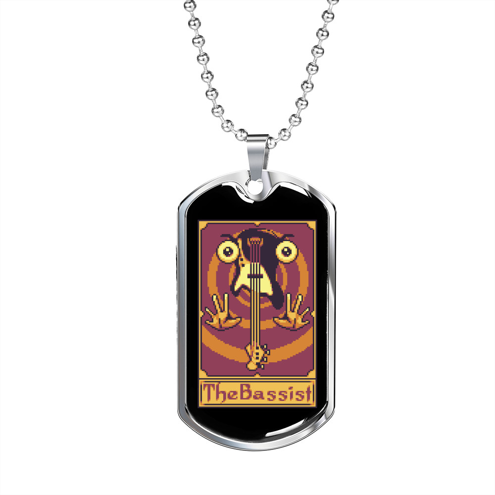 Musician Necklace The Bassist Necklace Stainless Steel or 18k Gold Dog Tag 24" Chain-Express Your Love Gifts