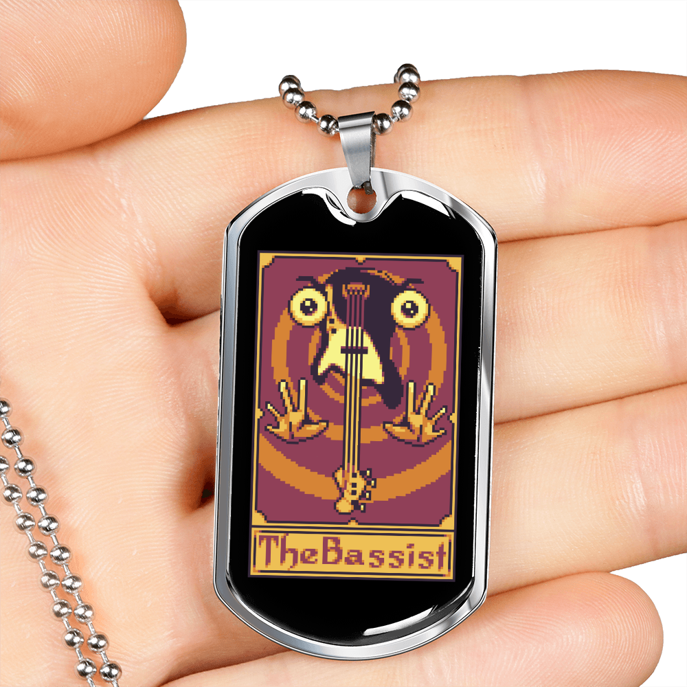Musician Necklace The Bassist Necklace Stainless Steel or 18k Gold Dog Tag 24" Chain-Express Your Love Gifts