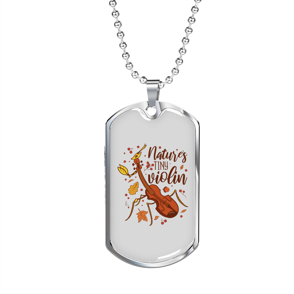Musician Necklace Tiny Violin Necklace Stainless Steel or 18k Gold Dog Tag 24" Chain-Express Your Love Gifts