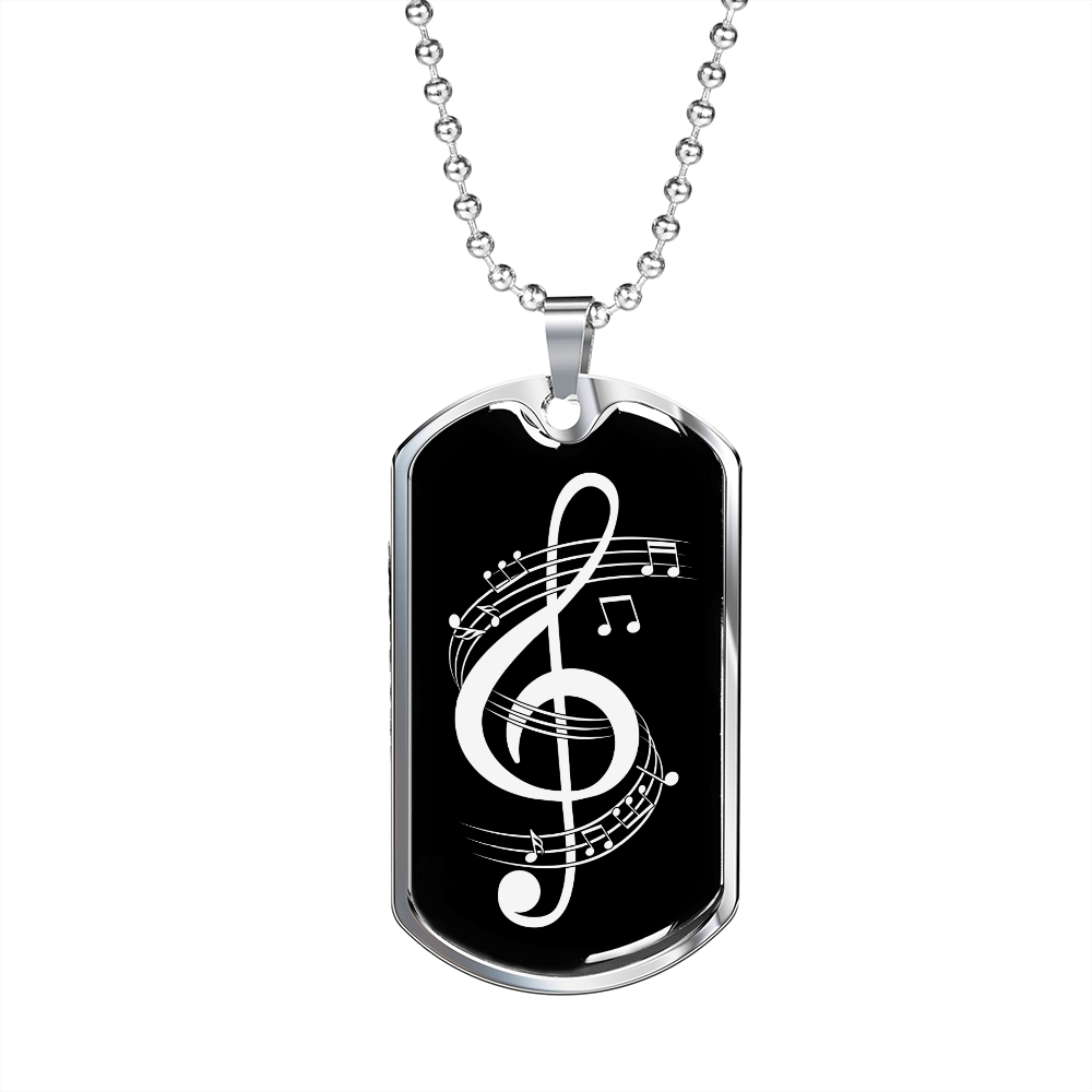 Musician Necklace Trebel Note Necklace Stainless Steel or 18k Gold Dog Tag 24" Chain-Express Your Love Gifts
