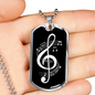 Musician Necklace Trebel Note Necklace Stainless Steel or 18k Gold Dog Tag 24" Chain-Express Your Love Gifts