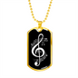 Musician Necklace Trebel Note Necklace Stainless Steel or 18k Gold Dog Tag 24" Chain-Express Your Love Gifts