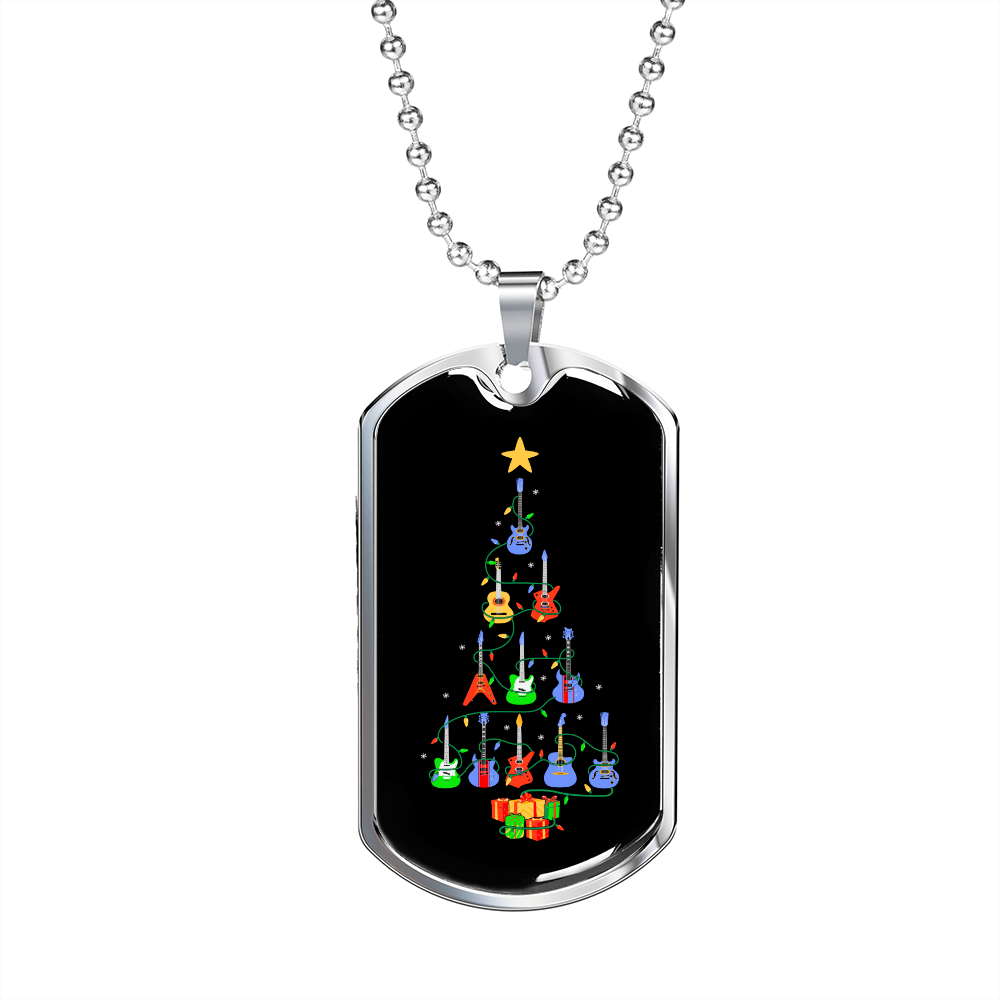Musician Necklace Tree Necklace Stainless Steel or 18k Gold Dog Tag 24" Chain-Express Your Love Gifts