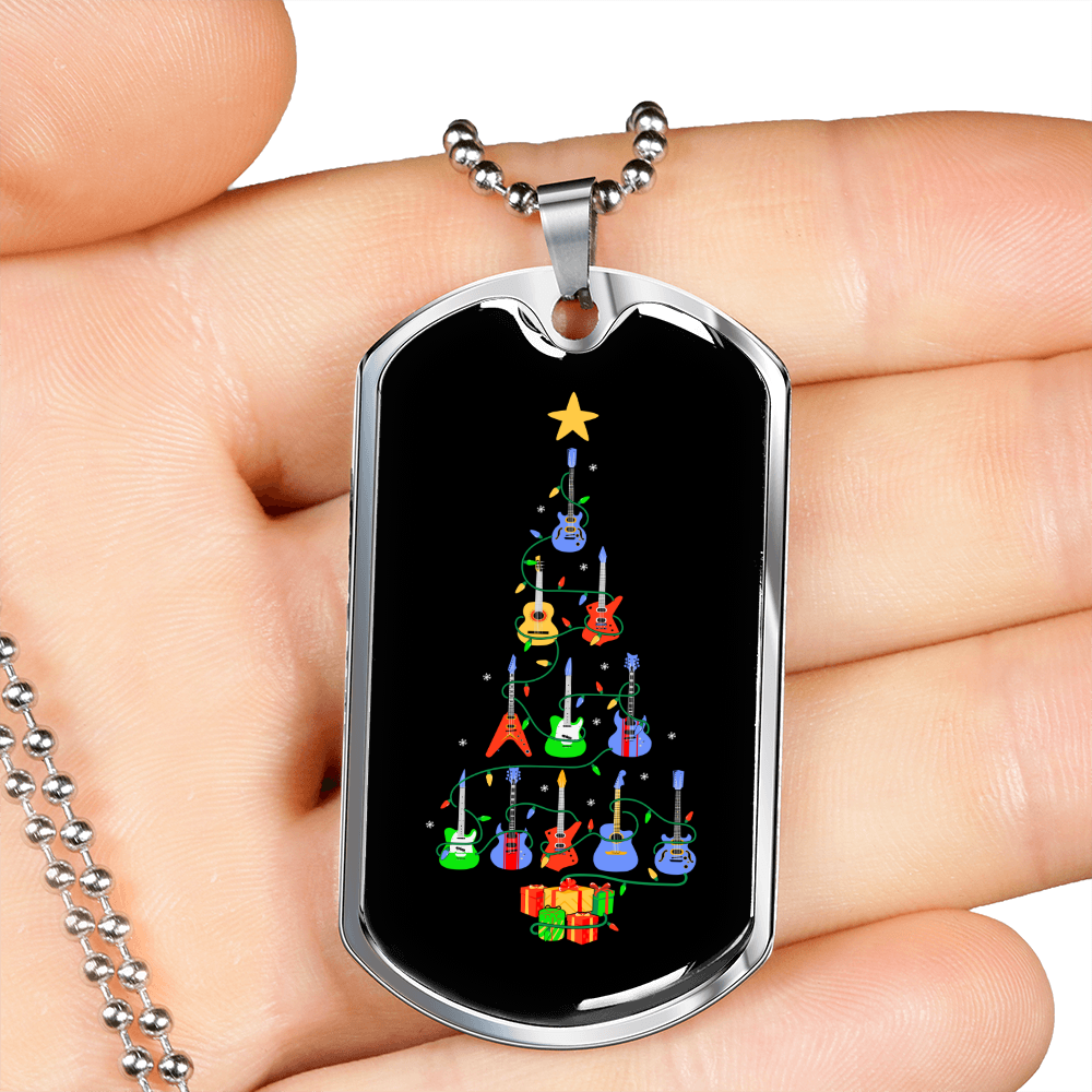 Musician Necklace Tree Necklace Stainless Steel or 18k Gold Dog Tag 24" Chain-Express Your Love Gifts