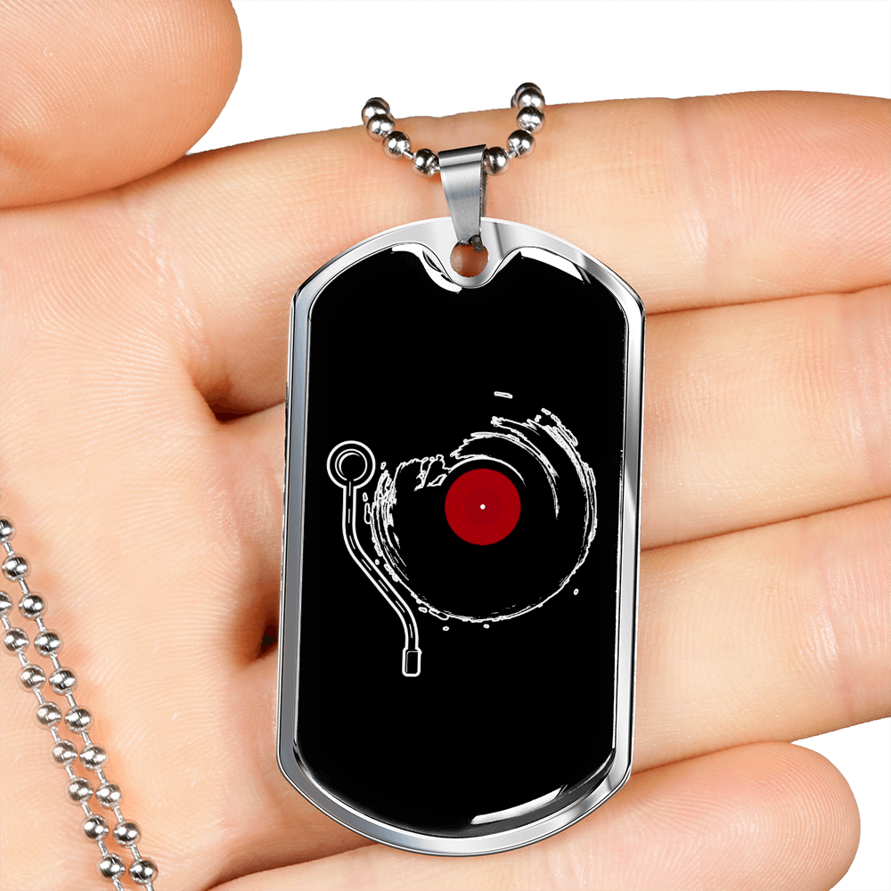 Musician Necklace Vinyl Necklace Stainless Steel or 18k Gold Dog Tag 24" Chain-Express Your Love Gifts