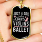 Musician Necklace Violinist Ballet Necklace Stainless Steel or 18k Gold Dog Tag 24" Chain-Express Your Love Gifts