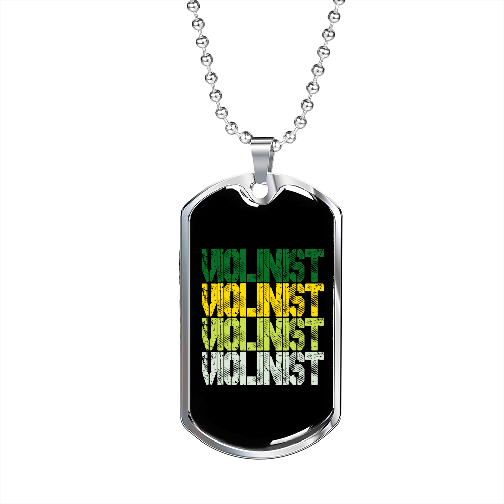 Musician Necklace Violinist Colors Necklace Stainless Steel or 18k Gold Dog Tag 24" Chain-Express Your Love Gifts