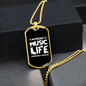 Musician Necklace Without Music Plain Necklace Stainless Steel or 18k Gold Dog Tag 24" Chain-Express Your Love Gifts