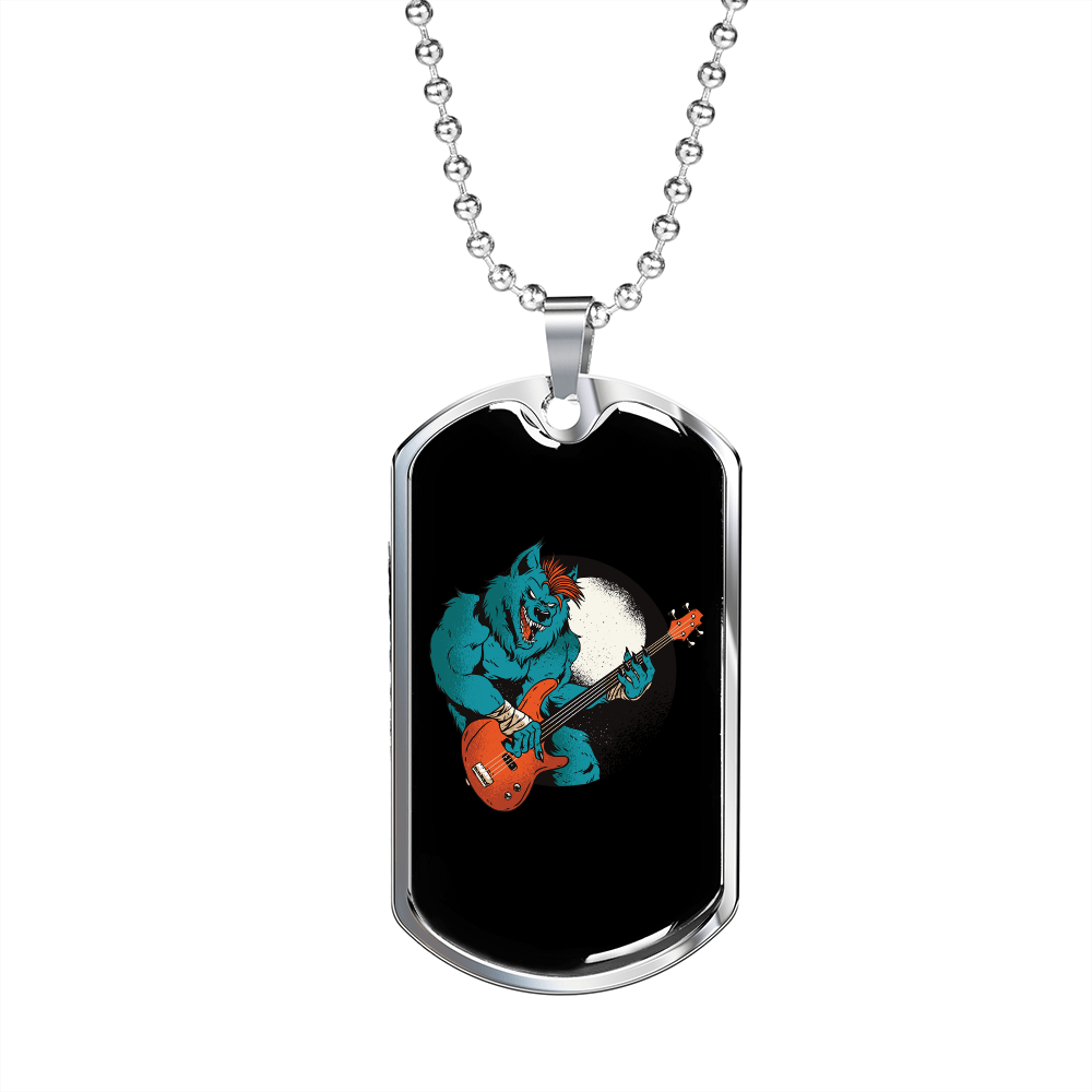Musician Necklace Wolf Bass Necklace Stainless Steel or 18k Gold Dog Tag 24" Chain-Express Your Love Gifts