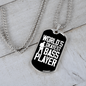 Musician Necklace World's Okayest Bass Player Necklace Stainless Steel or 18k Gold Dog Tag 24" Chain-Express Your Love Gifts