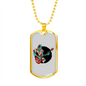 Musician Necklace Zombie Bass Guitarist Necklace Stainless Steel or 18k Gold Dog Tag 24" Chain-Express Your Love Gifts