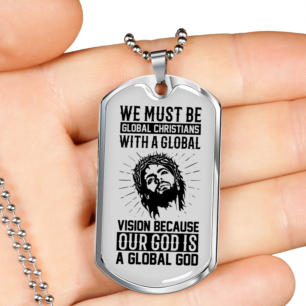 Must Be Global Christians Christian Necklace Stainless Steel or 18k Gold Dog Tag 24" Chain-Express Your Love Gifts