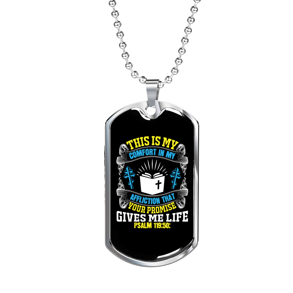 My Affliction That Your Promise Christian Necklace Stainless Steel or 18k Gold Dog Tag 24" Chain-Express Your Love Gifts