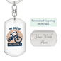My Bike Is My Lifestyle Cycling Keychain Stainless Steel or 18k Gold Dog Tag Keyring-Express Your Love Gifts