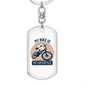 My Bike Is My Lifestyle Cycling Keychain Stainless Steel or 18k Gold Dog Tag Keyring-Express Your Love Gifts