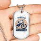 My Bike Is My Lifestyle Cycling Necklace Stainless Steel or 18k Gold Dog Tag 24"-Express Your Love Gifts