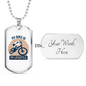 My Bike Is My Lifestyle Cycling Necklace Stainless Steel or 18k Gold Dog Tag 24"-Express Your Love Gifts