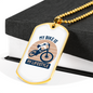 My Bike Is My Lifestyle Cycling Necklace Stainless Steel or 18k Gold Dog Tag 24"-Express Your Love Gifts