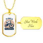 My Bike Is My Lifestyle Cycling Necklace Stainless Steel or 18k Gold Dog Tag 24"-Express Your Love Gifts