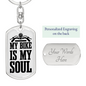 My Bike Is My Soul Biker Keychain Stainless Steel or 18k Gold Dog Tag Keyring-Express Your Love Gifts