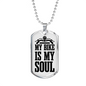 My Bike Is My Soul Biker Necklace Stainless Steel or 18k Gold Dog Tag 24"-Express Your Love Gifts