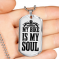 My Bike Is My Soul Biker Necklace Stainless Steel or 18k Gold Dog Tag 24"-Express Your Love Gifts