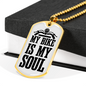 My Bike Is My Soul Biker Necklace Stainless Steel or 18k Gold Dog Tag 24"-Express Your Love Gifts