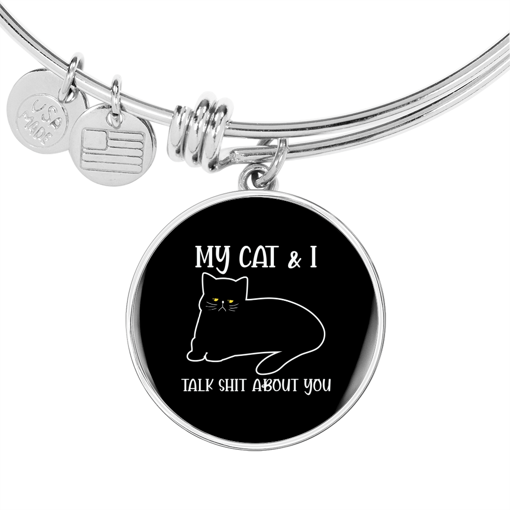 My Cat And I Bracelet Stainless Steel or 18k Gold Circle Bangle-Express Your Love Gifts