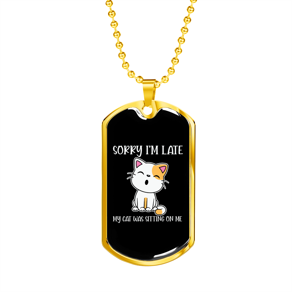 My Cat Was Sitting Necklace Stainless Steel or 18k Gold Dog Tag 24" Chain-Express Your Love Gifts