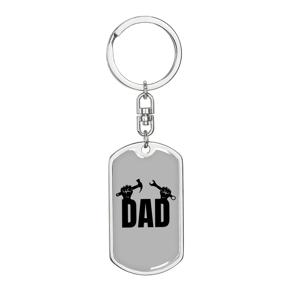 My Dad Is A Carpenter Swivel Keychain Woodworker Dog Tag Stainless Steel or 18k Gold-Express Your Love Gifts