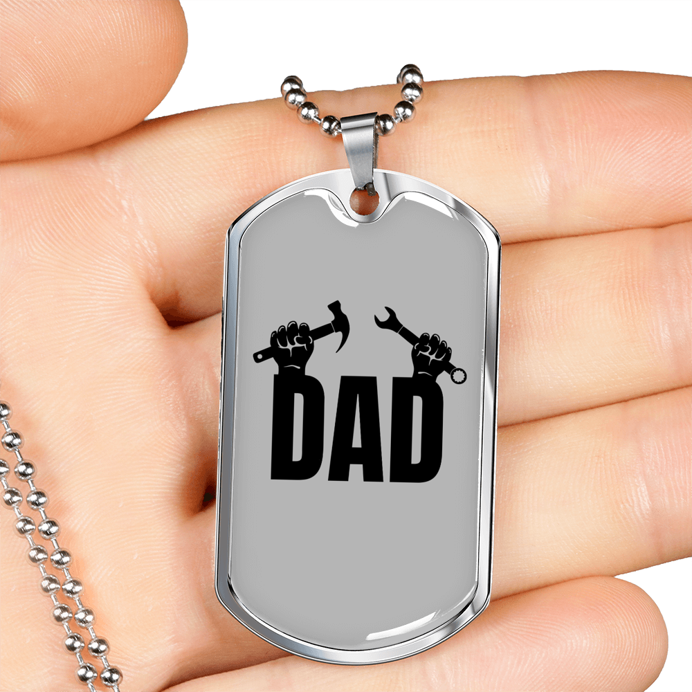 My Dad Is A Carpenter Woodworker Dog Tag Stainless Steel or 18k Gold W 24"-Express Your Love Gifts