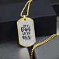 My Dad Kicks Ass Necklace Stainless Steel or 18k Gold Dog Tag 24" Chain-Express Your Love Gifts