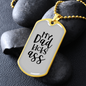 My Dad Kicks Ass Necklace Stainless Steel or 18k Gold Dog Tag 24" Chain-Express Your Love Gifts